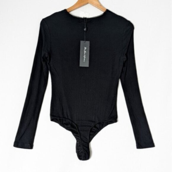 NWT FOR LOVE & LEMONS Josephina Bodysuit Black Tie Front and Long Sleeve L Large - Picture 10 of 11